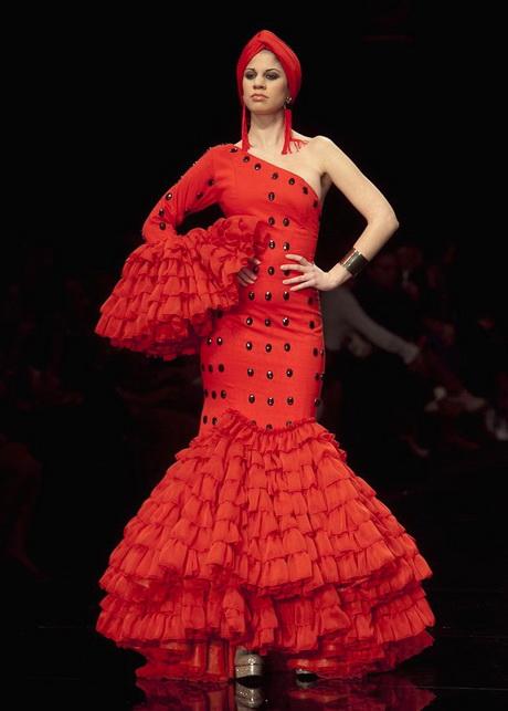 traje-de-flamenca-rojo-57-14 Фламинго червен костюм