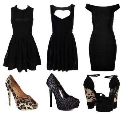 Комбинация от обувки с черна рокля