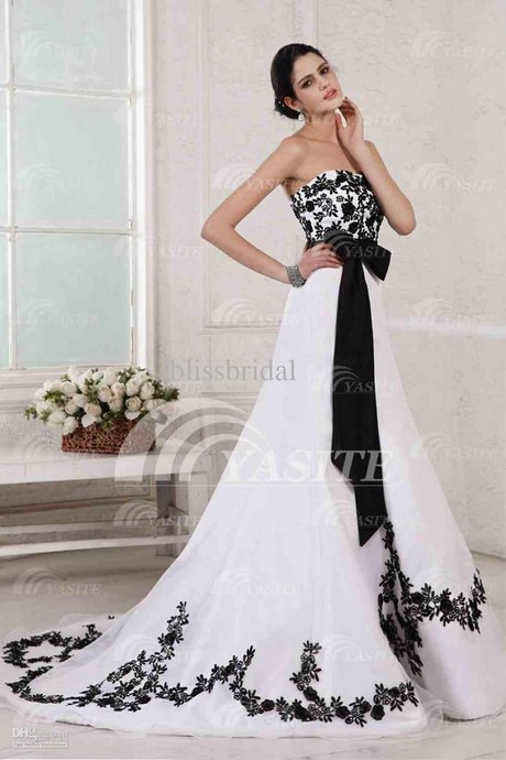 vestidos-de-novia-blanco-con-negro-08 Бели сватбени рокли с черно