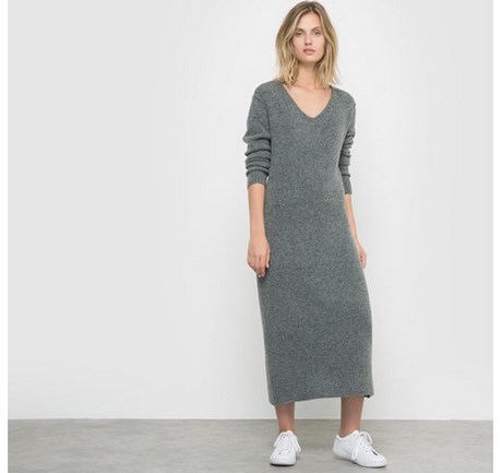 vestido-largo-punto-gris-61 Сива плетена дълга рокля