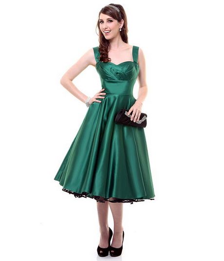 Реколта зелена рокля
