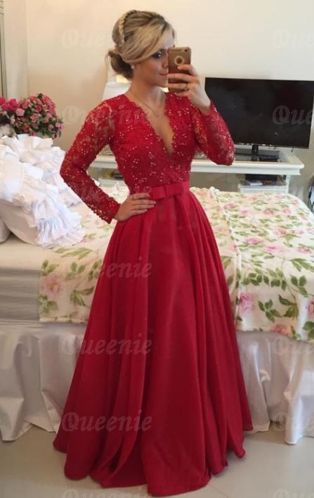 vestidos-de-noche-de-encaje-rojo-83 Червени дантелени вечерни рокли