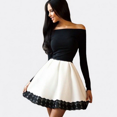 vestidos-blanco-con-negro-38_8 Бели рокли с черно