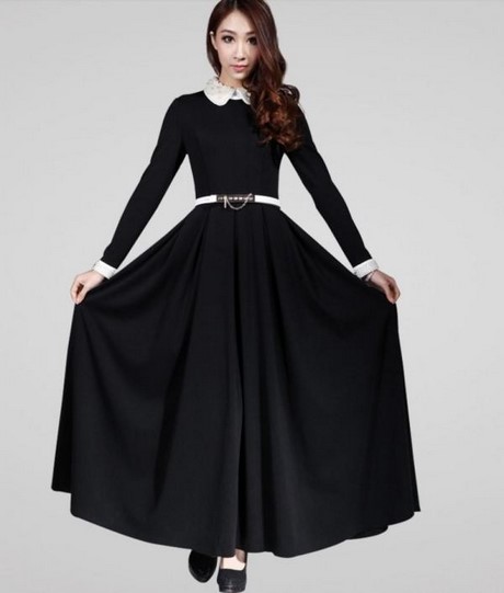 vestido-negro-con-cuello-blanco-97_2 Черна рокля с бяла яка