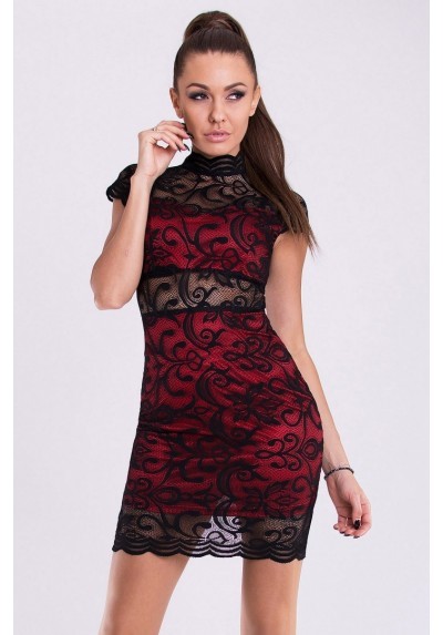 vestido-rojo-con-encaje-negro-54_14 Червена рокля с черна дантела