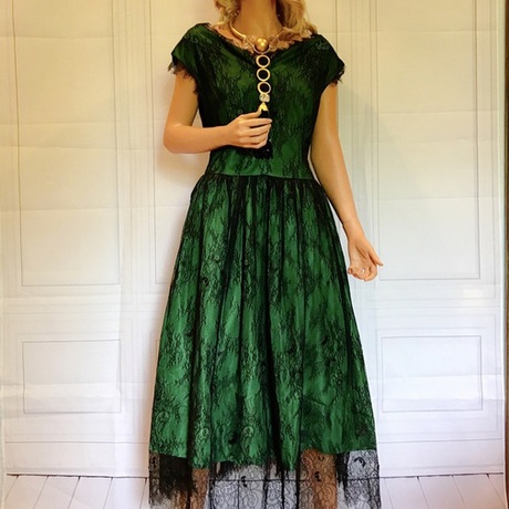 vestido-verde-con-negro-70_18 Зелена рокля с черно