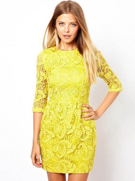 vestido-amarillo-encaje-76 Жълта дантелена рокля