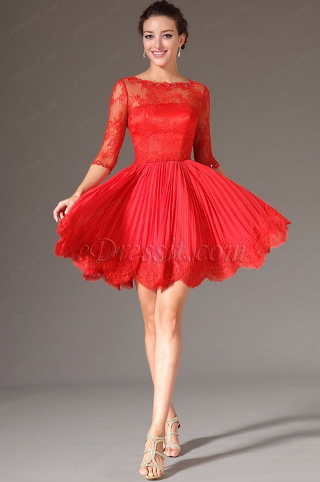 Червена къса рокля за бала