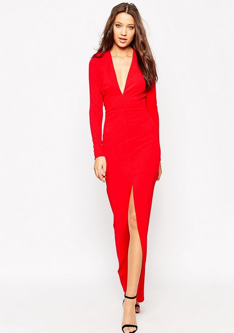 vestido-largo-rojo-manga-larga-37_14 Червена дълга рокля с дълъг ръкав