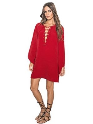 vestido-manga-larga-rojo-90 Червена рокля с дълъг ръкав