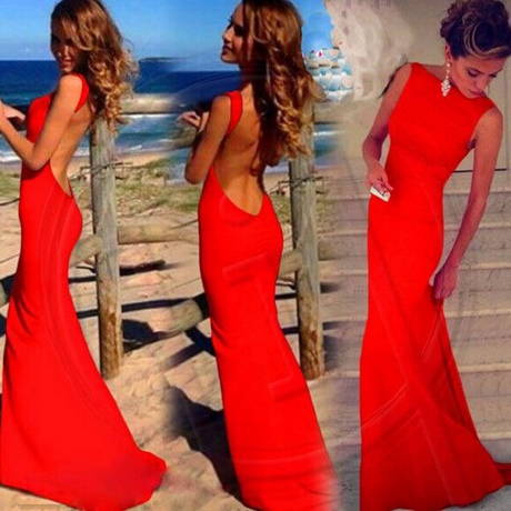 Дълга прилепнала червена рокля