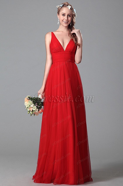 vestido-rojo-escote-v-38_2 Червена рокля с v-образно деколте