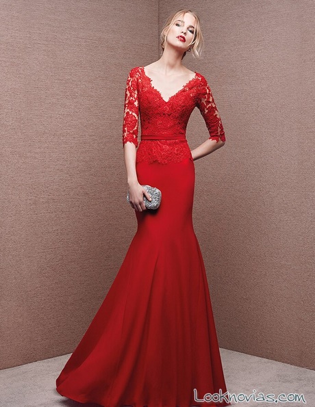 vestido-rojo-largo-encaje-03_16 Червена дълга дантелена рокля