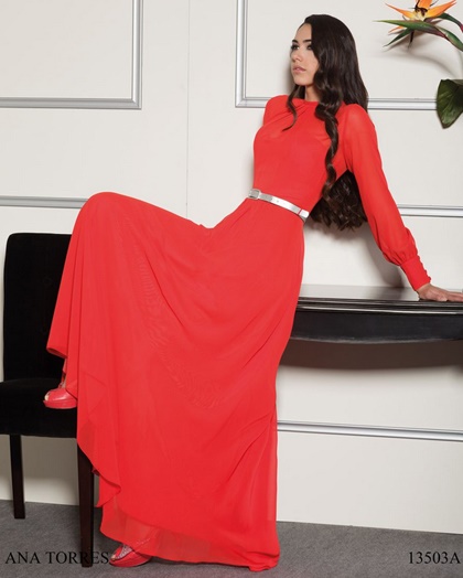 vestido-rojo-largo-manga-larga-06_11 Червена рокля с дълъг ръкав