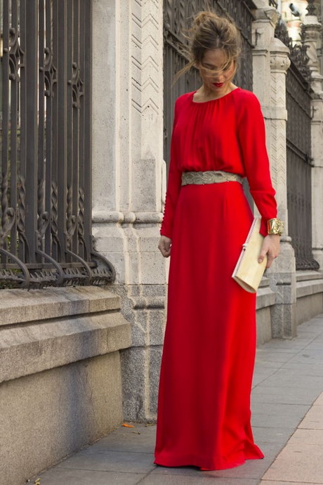 vestido-rojo-largo-manga-larga-06_4 Червена рокля с дълъг ръкав