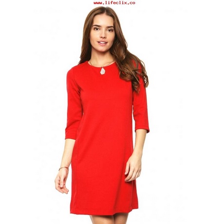 vestido-rojo-media-manga-25_2 Червена рокля с къс ръкав