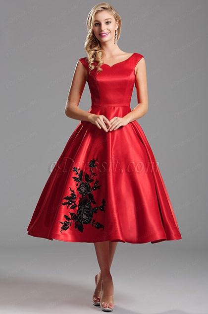 Червена реколта рокля