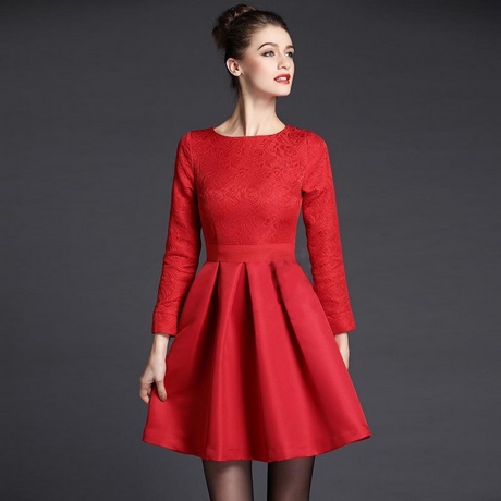 vestidos-rojos-con-manga-65 Червени рокли с ръкави