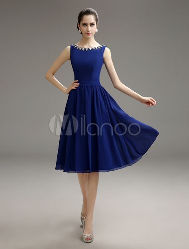 Коктейлна синя рокля
