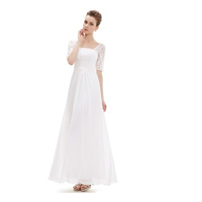 Проста дълга бяла рокля