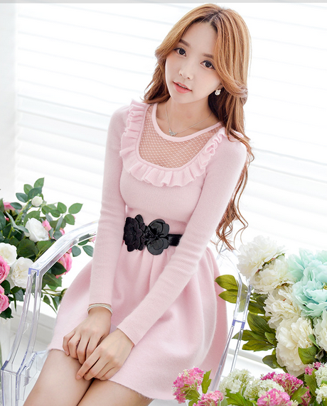 vestido-rosa-manga-larga-52 Розова рокля с дълъг ръкав