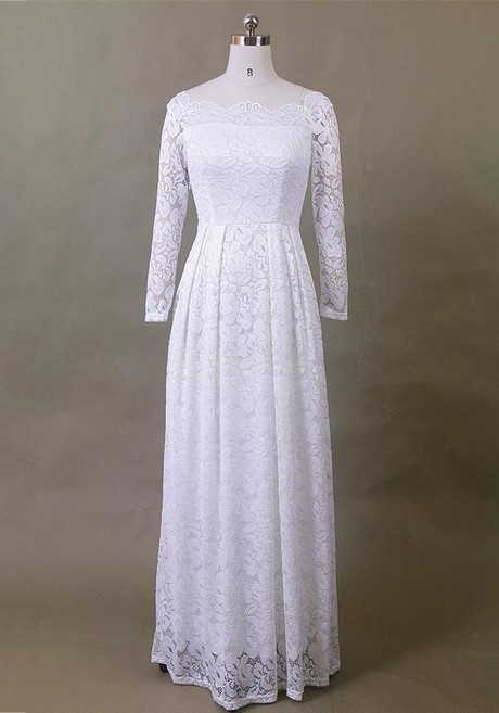 vestidos-blancos-largos-con-manga-17 Дълги бели рокли с ръкави