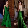 Зелена дълга рокля