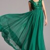 Дълга дантелена зелена рокля